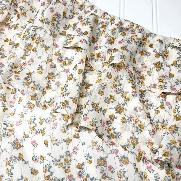 Torrid White Floral One Sleeve Ruffle Neck Blouse Women's Plus Size 1X - Picture 3 of 5